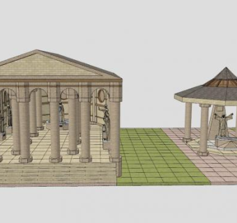 复古风格建筑SU模型下载_sketchup草图大师SKP模型