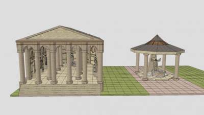 复古风格建筑SU模型下载_sketchup草图大师SKP模型