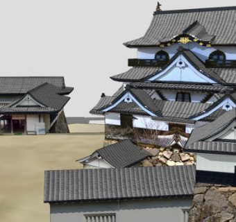 彦根城天守古建筑SU模型下载_sketchup草图大师SKP模型