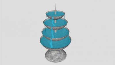 碗状叠层流水喷泉SU模型下载_sketchup草图大师SKP模型