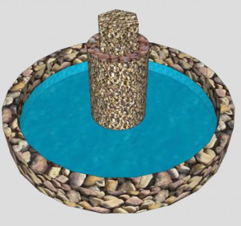 砖石喷泉水景SU模型下载_sketchup草图大师SKP模型
