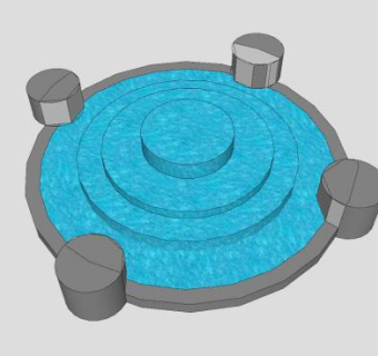 矮石柱喷泉水池SU模型下载_sketchup草图大师SKP模型