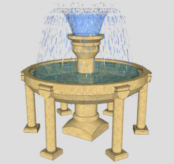 罗马式高架喷泉SU模型下载_sketchup草图大师SKP模型