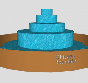 简易环形喷泉水池SU模型下载_sketchup草图大师SKP模型