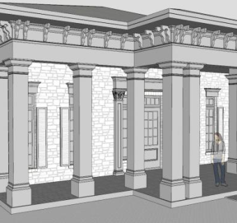 站前房子复古建筑SU模型下载_sketchup草图大师SKP模型