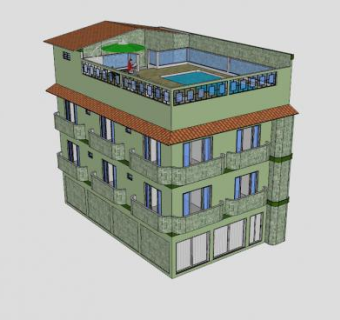 双层建筑房子SU模型下载_sketchup草图大师SKP模型