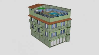 双层建筑房子SU模型下载_sketchup草图大师SKP模型