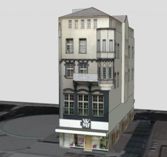 老市场旁老房子建筑SU模型下载_sketchup草图大师SKP模型