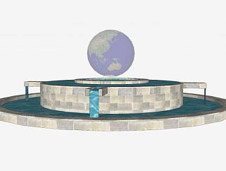 地球模型<em>喷水</em>池SU模型下载_sketchup草图大师SKP模型