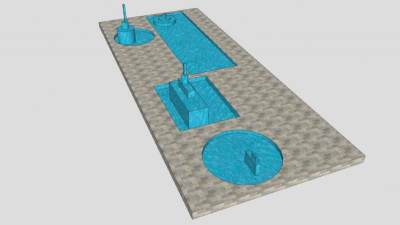 现代简易喷泉水池SU模型下载_sketchup草图大师SKP模型