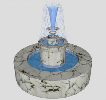 大理石现代喷泉SU模型下载_sketchup草图大师SKP模型