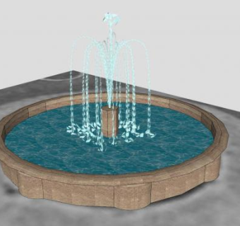 公野鸭公园喷泉SU模型下载_sketchup草图大师SKP模型