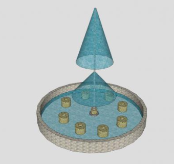 简易圆形喷水池SU模型下载_sketchup草图大师SKP模型