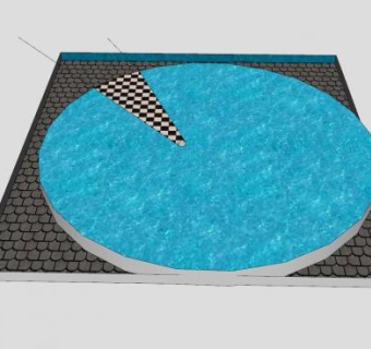 圆形喷泉SU模型下载_sketchup草图大师SKP模型