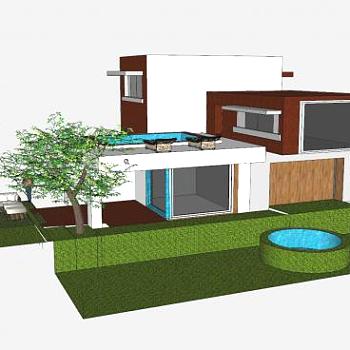 现代房子别墅建筑SU模型下载_sketchup草图大师SKP模型