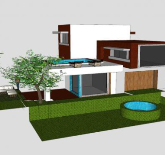 现代房子别墅建筑SU模型下载_sketchup草图大师SKP模型