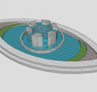 “眼睛”喷泉SU模型下载_sketchup草图大师SKP模型