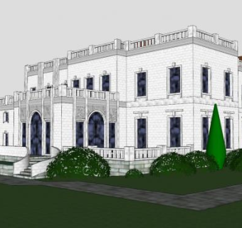 复式大厅建筑SU模型下载_sketchup草图大师SKP模型