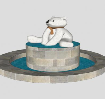 北极熊雕塑喷泉SU模型下载_sketchup草图大师SKP模型