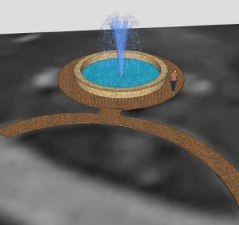 学院建筑喷泉SU模型下载_sketchup草图大师SKP模型