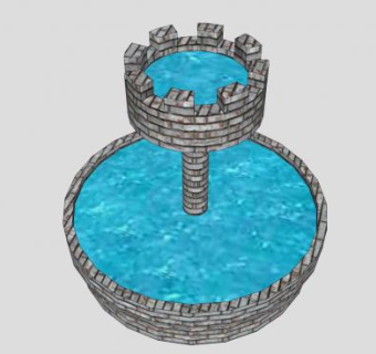 小花园喷泉SU模型下载_sketchup草图大师SKP模型