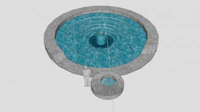 富尔顿街广场喷泉SU模型下载_sketchup草图大师SKP模型