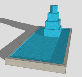 现代方形喷水池SU模型下载_sketchup草图大师SKP模型