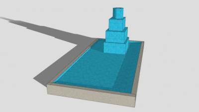 现代方形喷水池SU模型下载_sketchup草图大师SKP模型