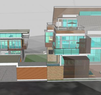 向日葵建筑房子SU模型下载_sketchup草图大师SKP模型