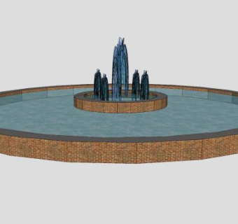 纽贝里学院喷泉SU模型下载_sketchup草图大师SKP模型