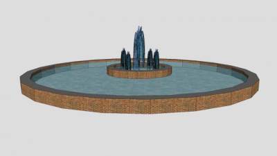 纽贝里学院喷泉SU模型下载_sketchup草图大师SKP模型