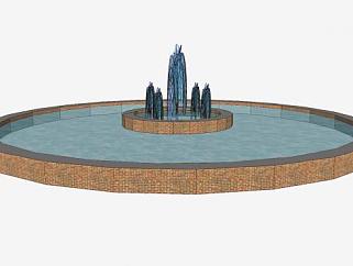 纽贝里学院喷泉SU模型下载_sketchup草图大师SKP模型