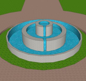 别墅流水喷泉SU模型下载_sketchup草图大师SKP模型