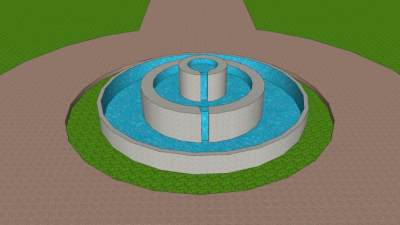 别墅流水喷泉SU模型下载_sketchup草图大师SKP模型