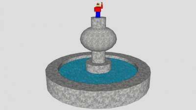 现代磨石喷泉SU模型下载_sketchup草图大师SKP模型