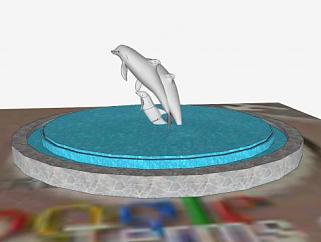 斯特恩码头的海豚喷泉SU模型下载_sketchup草图大师SKP模型