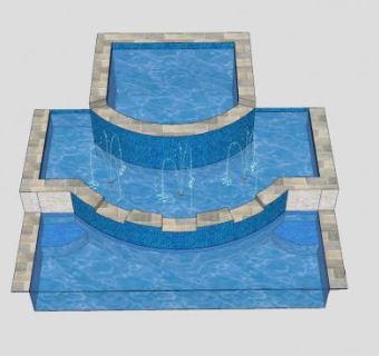 户外水疗喷泉水池SU模型下载_sketchup草图大师SKP模型