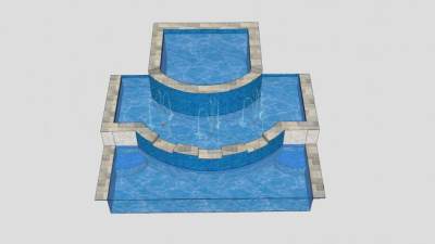 户外水疗喷泉水池SU模型下载_sketchup草图大师SKP模型