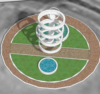 丰塔纳纪念碑塔喷泉SU模型下载_sketchup草图大师SKP模型