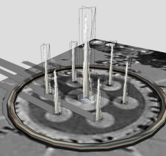 华盛顿广场公园中央喷泉SU模型下载_sketchup草图大师SKP模型
