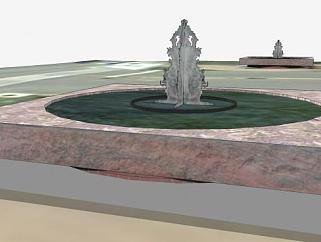 华盛顿特区广场喷泉SU模型下载_sketchup草图大师SKP模型