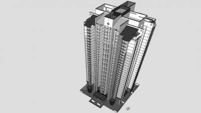 中式高层住宅小区SU模型下载_sketchup草图大师SKP模型