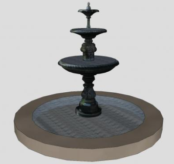普尔曼广场喷泉SU模型下载_sketchup草图大师SKP模型