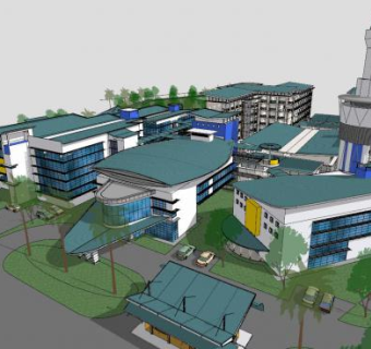 商业街建筑房子SU模型下载_sketchup草图大师SKP模型