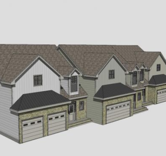 束式联排别墅建筑SU模型下载_sketchup草图大师SKP模型