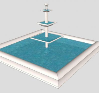 简欧广场喷泉SU模型下载_sketchup草图大师SKP模型