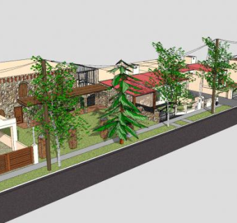 商业街街区建筑SU模型下载_sketchup草图大师SKP模型