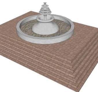 欧式水景观景喷泉SU模型下载_sketchup草图大师SKP模型