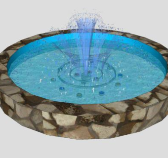 砖砌圆形喷泉SU模型下载_sketchup草图大师SKP模型