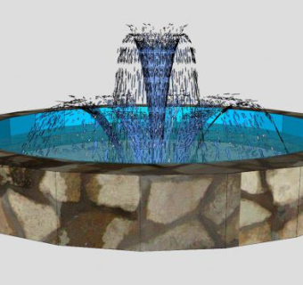 花式砖砌喷泉SU模型下载_sketchup草图大师SKP模型